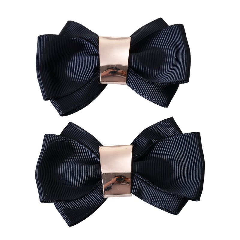 Douqu Women High Heel Fashion Bow Shoe Clips Decoration Jewelry Charms Pair (Black)